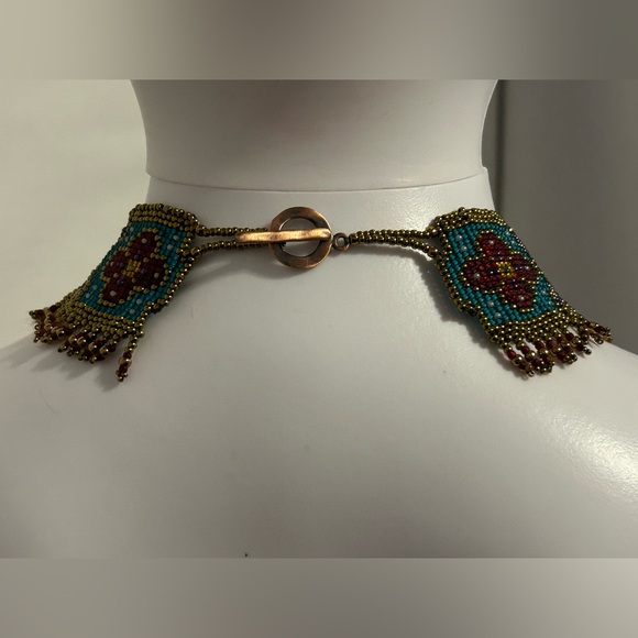 Rare Vintage Tribal Beaded Necklace, Silk Road Bird Collar, Boho Jewelry - Picture 6 of 6